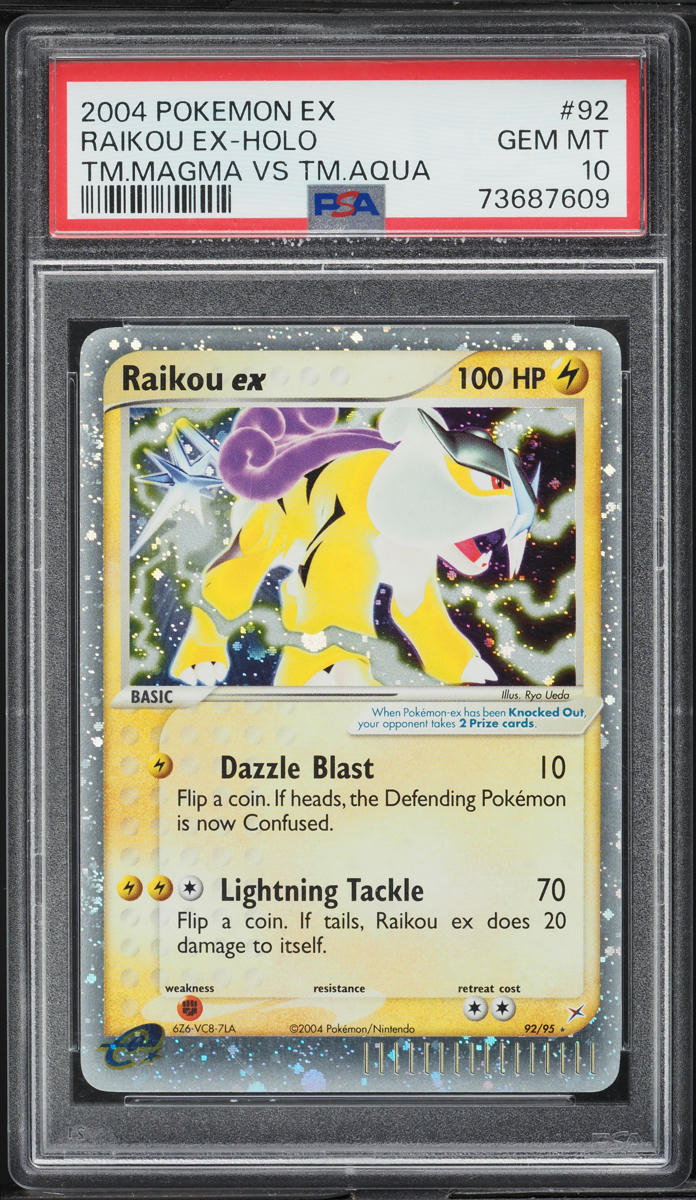 2004 Pokemon EX Team Magma Vs. Team Aqua Holo Raikou ex #92 PSA 10 GEM MINT