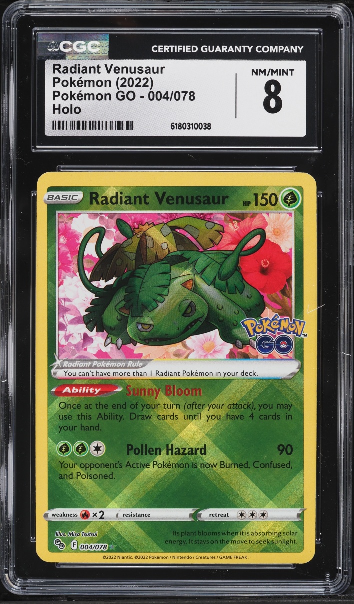 2022 Pokemon Sword & Shield GO Holo Radiant Venusaur #4 CGC 8 NM-MT