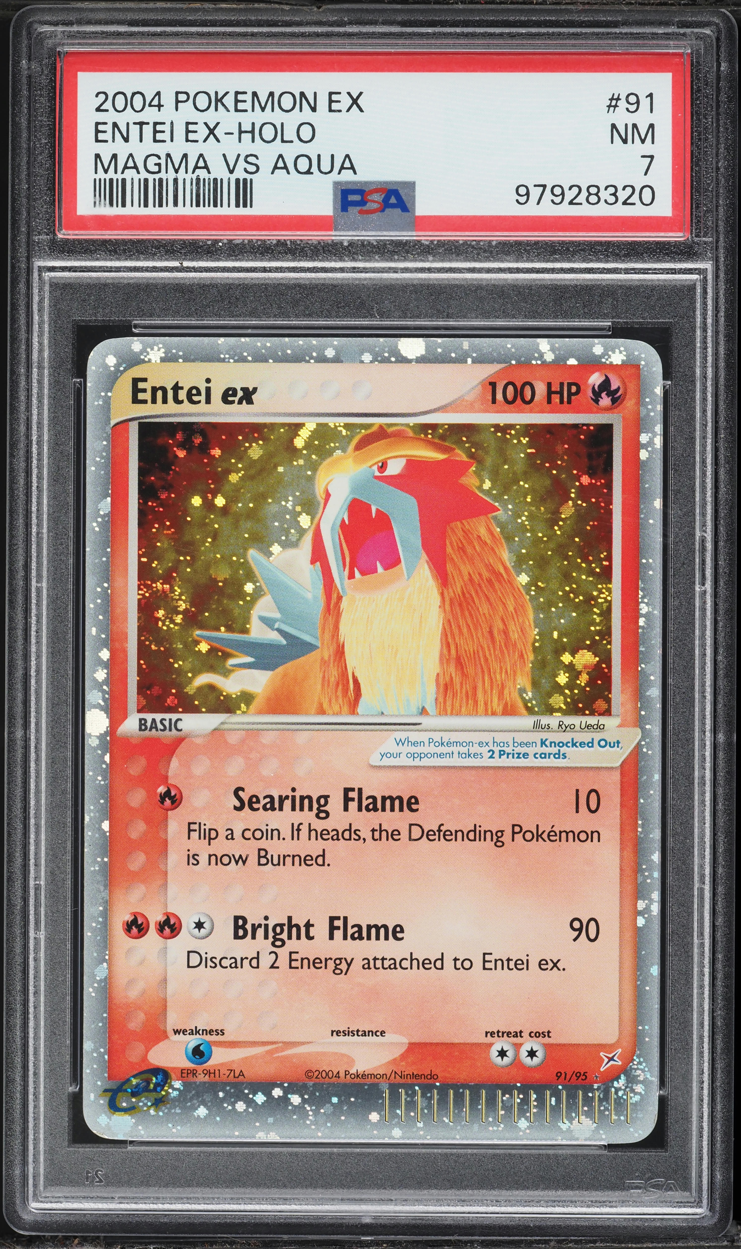2004 Pokemon EX Team Magma Vs Aqua Holo Entei ex #91 PSA 7 NRMT