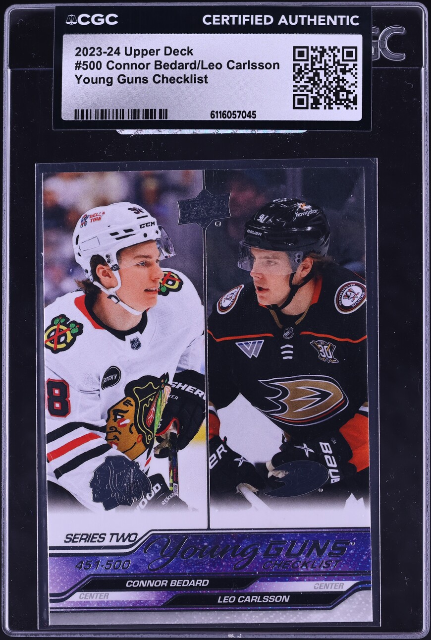 2023 Upper Deck Young Guns Checklist Connor Bedard Leo Carlsson ROOKIE #500 CGC AUTH