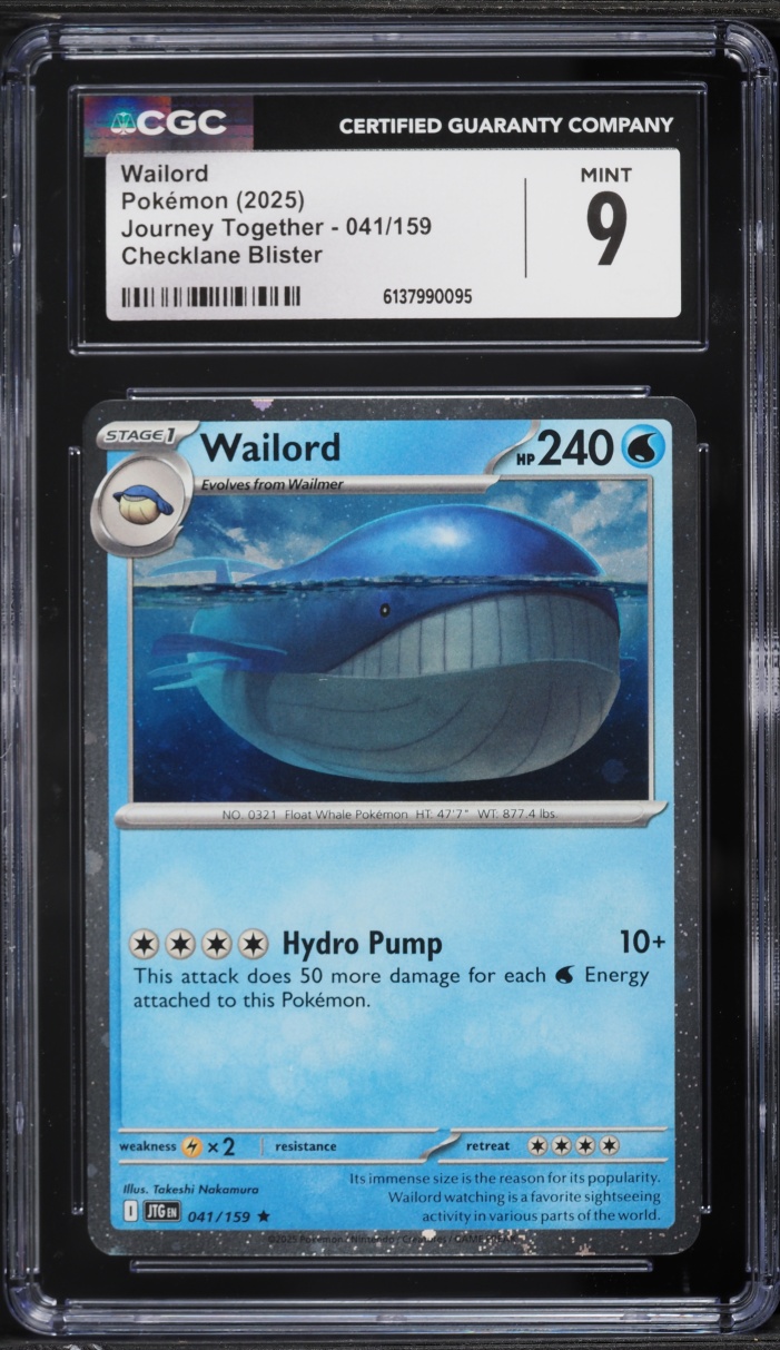 2025 Pokemon Scarlet & Violet Journey Together Checklane Blister Wailord #41 CGC 9 MINT