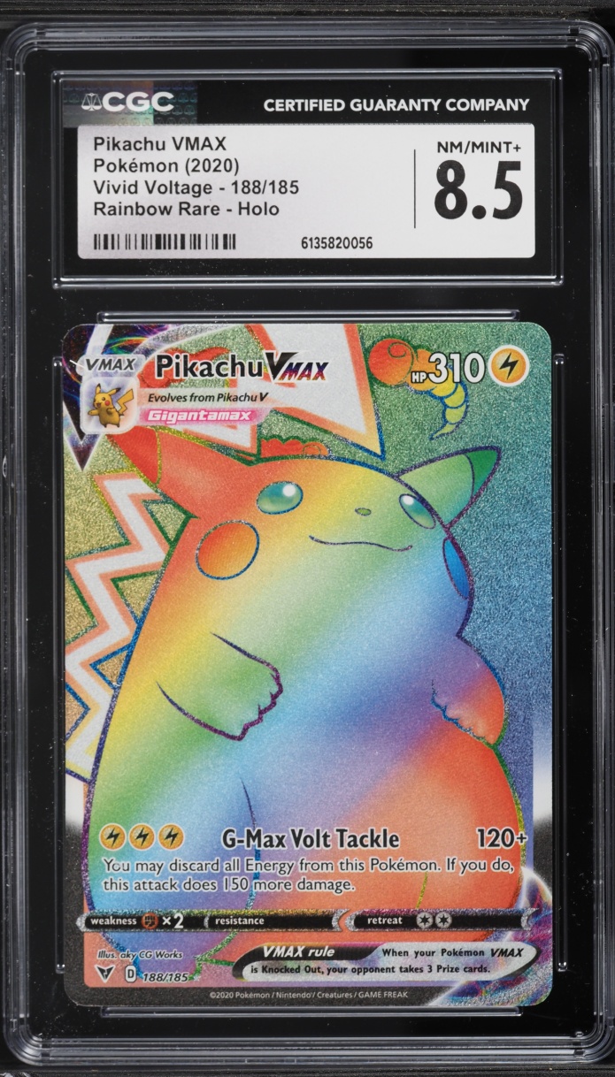 2020 Pokemon Sword & Shield Vivid Voltage Rainbow Rare Pikachu VMAX #188 CGC 8.5 NM-MT+