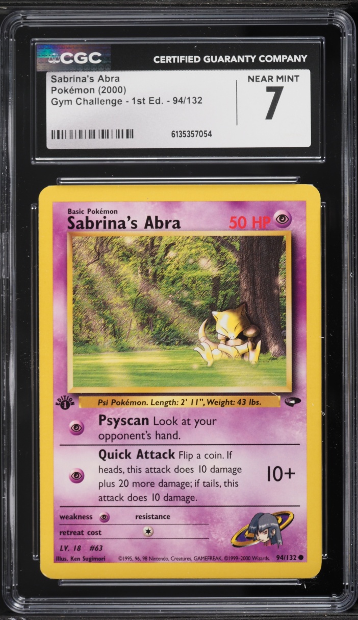 2000 Pokemon Gym Challenge 1st Edition Sabrina's Abra #94 CGC 7 NRMT