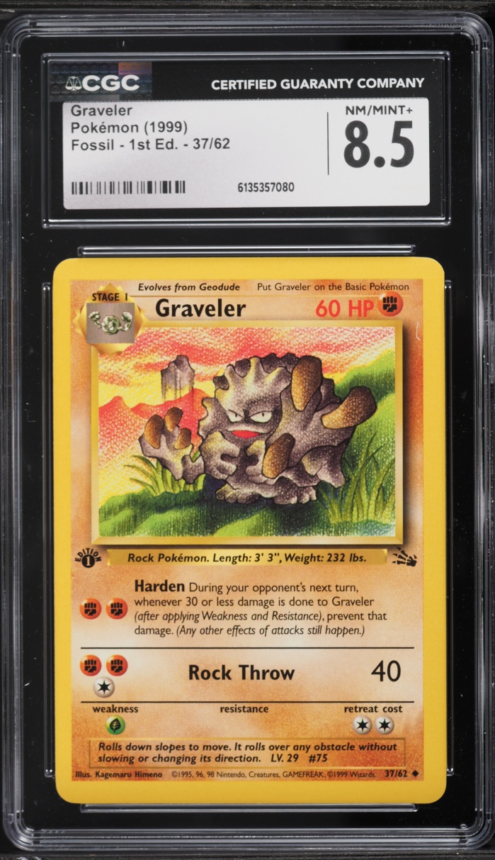 1999 Pokemon Fossil 1st Edition Graveler #37 CGC 8.5 NM-MT+
