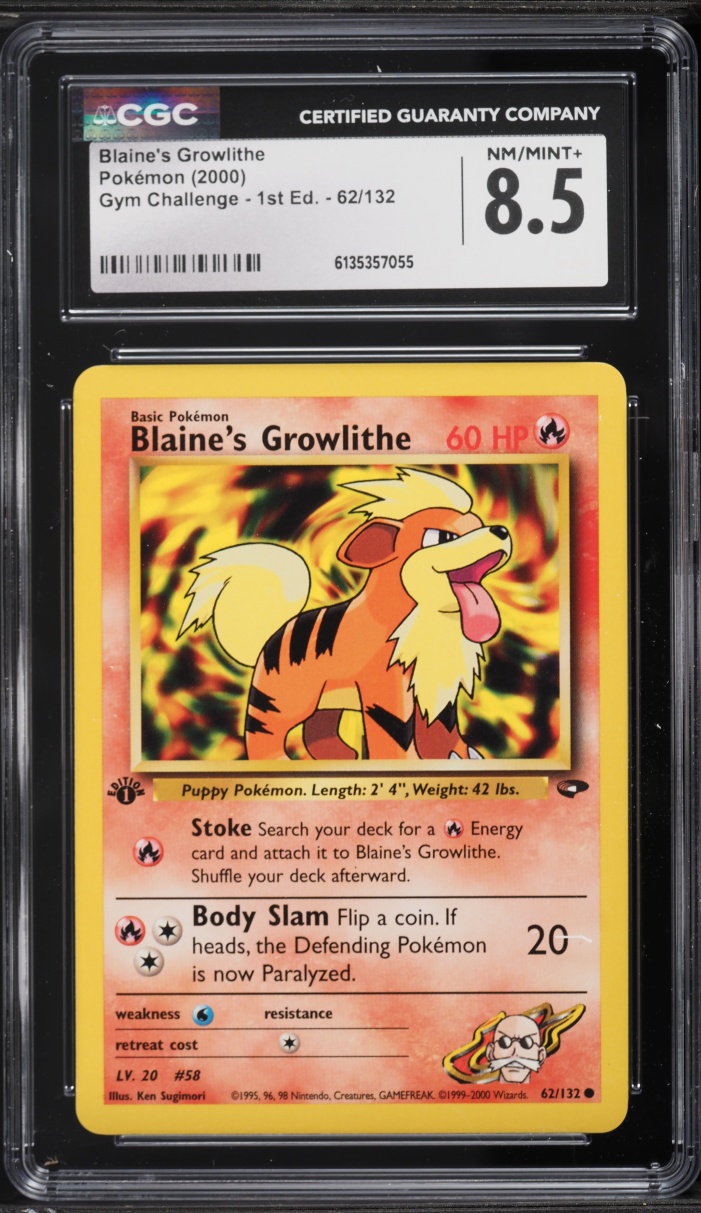 2000 Pokemon Gym Challenge 1st Edition Blaine's Growlithe #62 CGC 8.5 NM-MT+