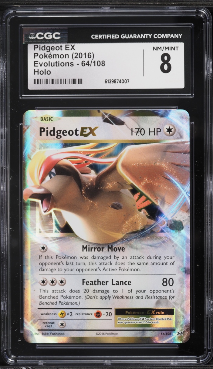 2016 Pokemon XY Evolutions Holo Pidgeot EX #64 CGC 8 NM-MT