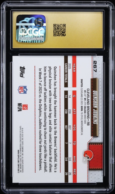 2026 Topps Flagship Future Stars Quinshon Judkins #267 CGC 10 PRISTINE ...