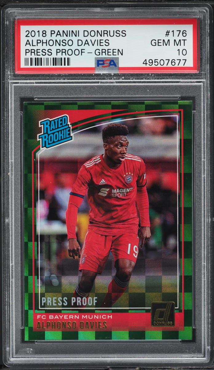 2018 Donruss Press Proof Green Alphonso Davies ROOKIE #176 PSA 10 GEM MINT