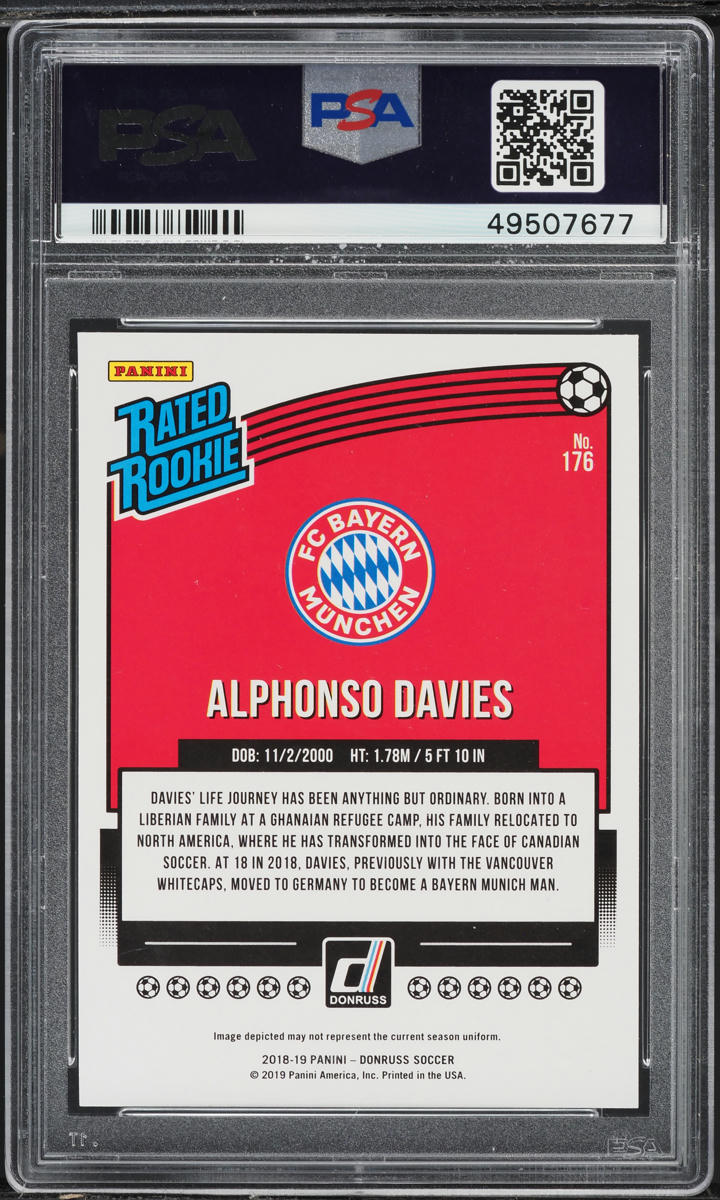 2018 Donruss Press Proof Green Alphonso Davies ROOKIE #176 PSA 10 GEM MINT