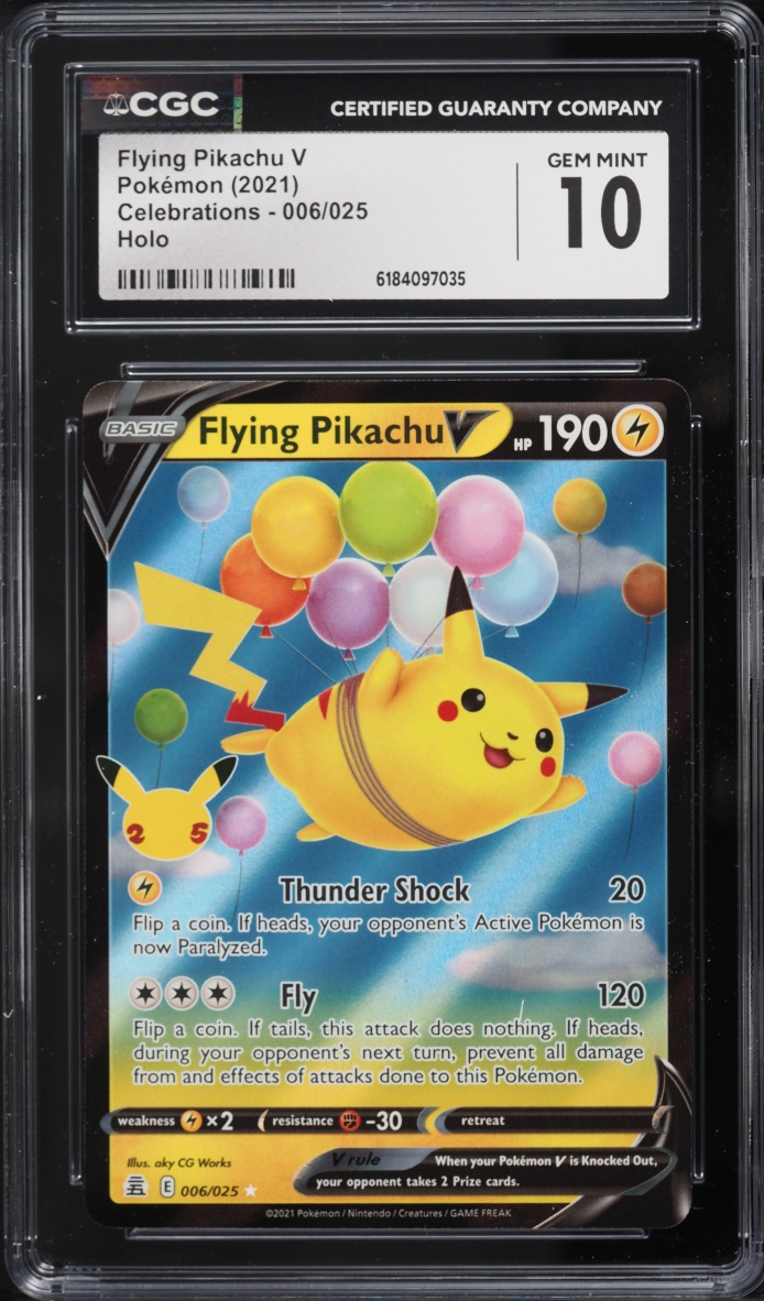 2021 Pokemon Sword & Shield Celebrations Holo Flying Pikachu V #6 CGC 10 GEM MINT