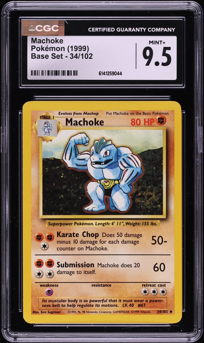 1999 Pokemon Base Set Machoke #34 CGC 9.5 MINT+
