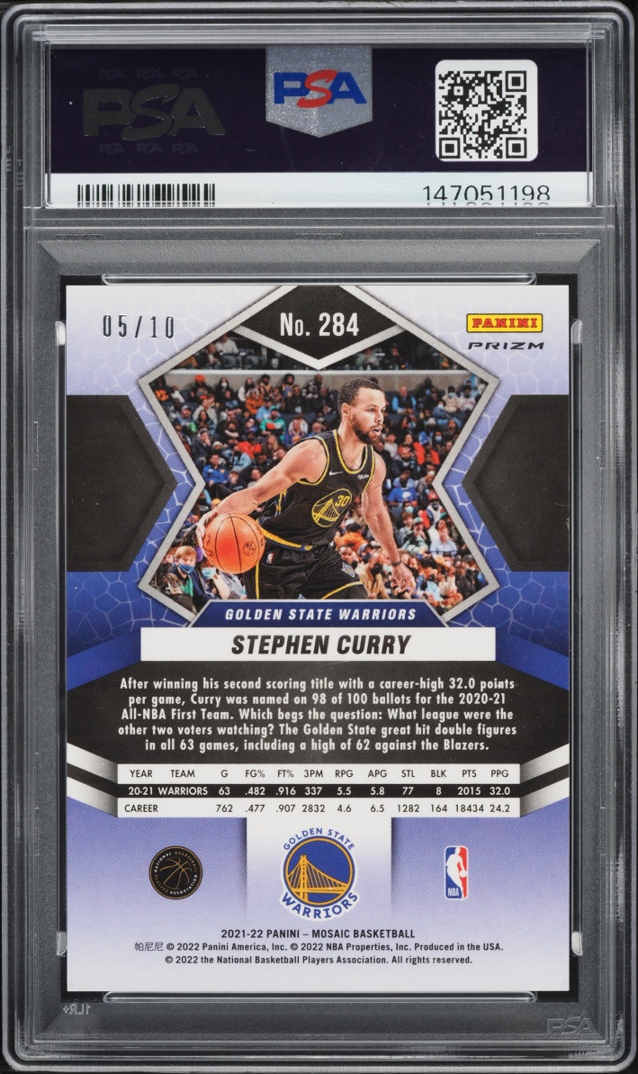 2021 Panini Mosaic Gold Stephen Curry /10 #284 PSA 10 GEM MINT