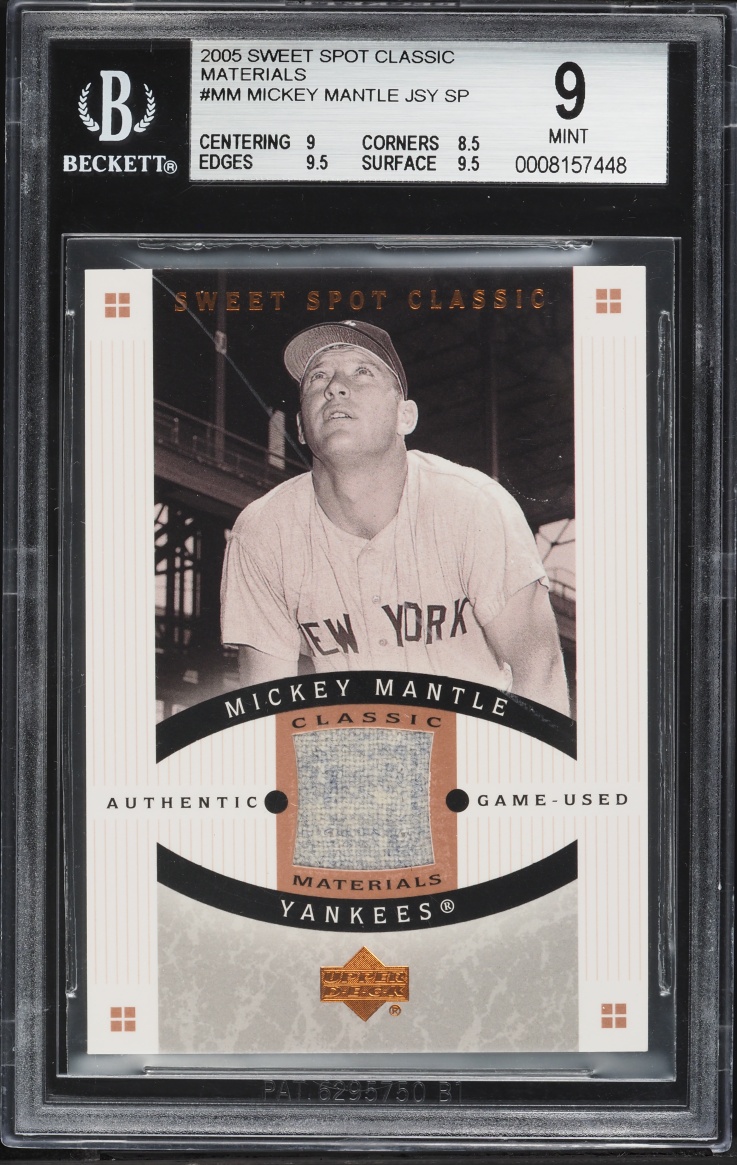2005 Sweet Spot Classic Mickey Mantle PATCH #CM-MM BGS 9 MINT