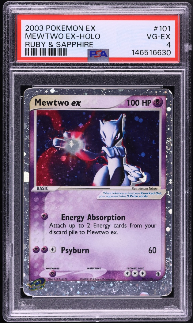 2003 Pokemon EX Ruby & Sapphire Holo Mewtwo EX #101 PSA 4 VGEX