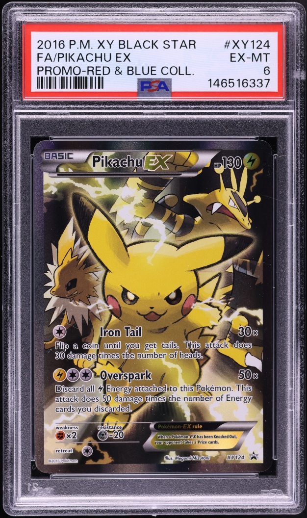 2016 Pokemon XY Black Star Promo Red & Blue Collection Full Art Pikachu EX #XY124 PSA 6 EXMT