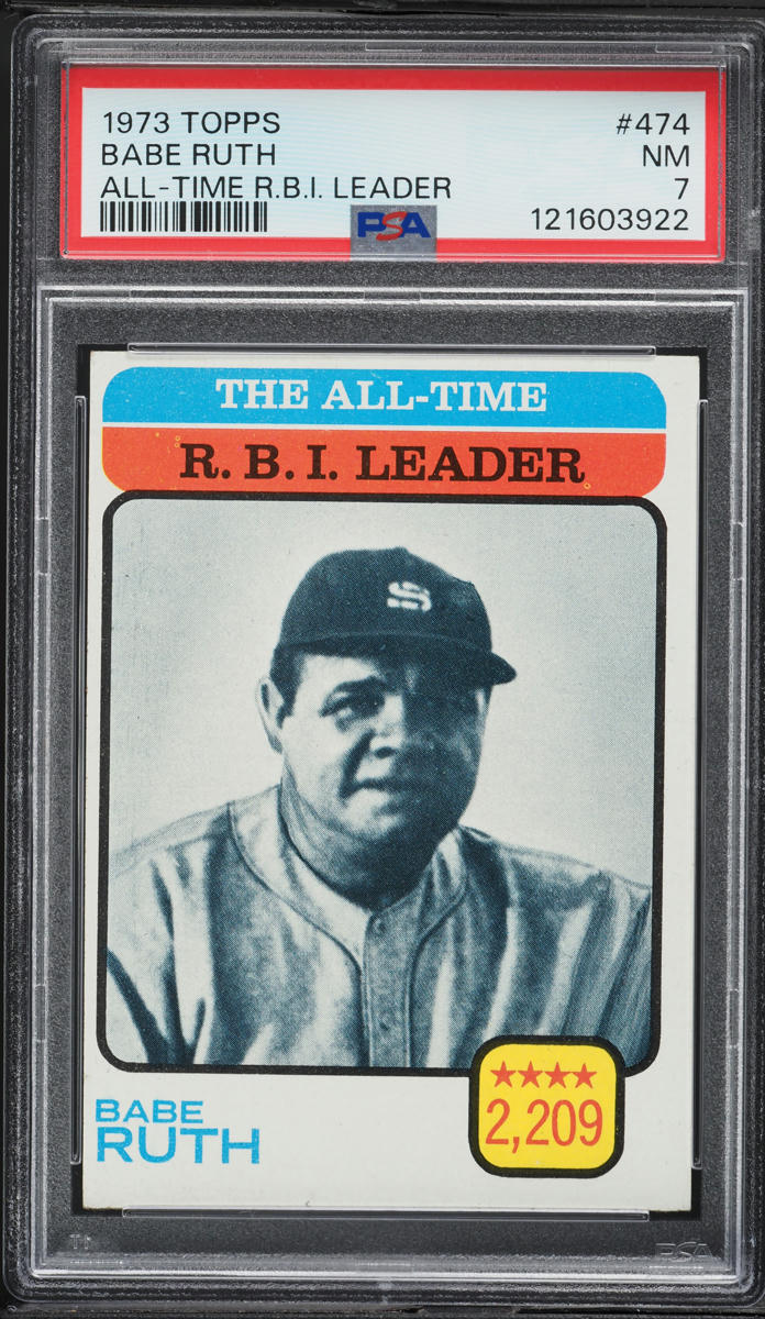 1973 Topps Babe Ruth ALL-TIME RBI LEADER #474 PSA 7 NRMT