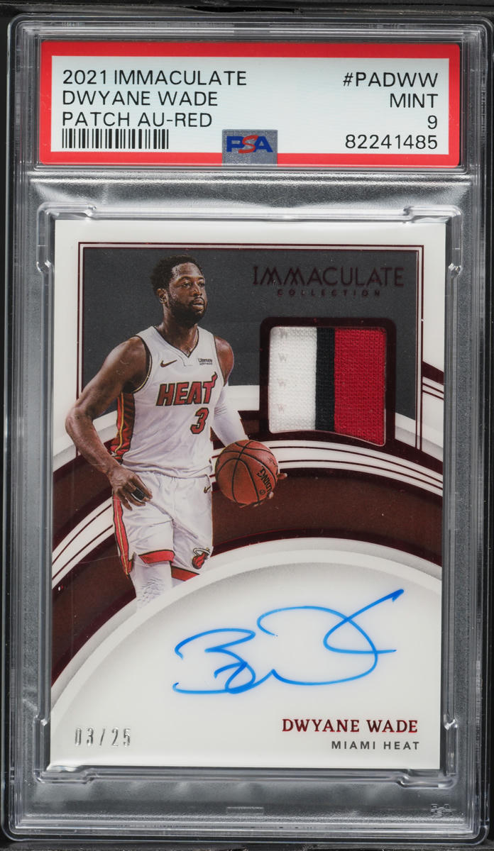 2021 Immaculate Collection Red Dwyane Wade PATCH AUTO JERSEY # 3/25 #PADWW PSA 9 MINT