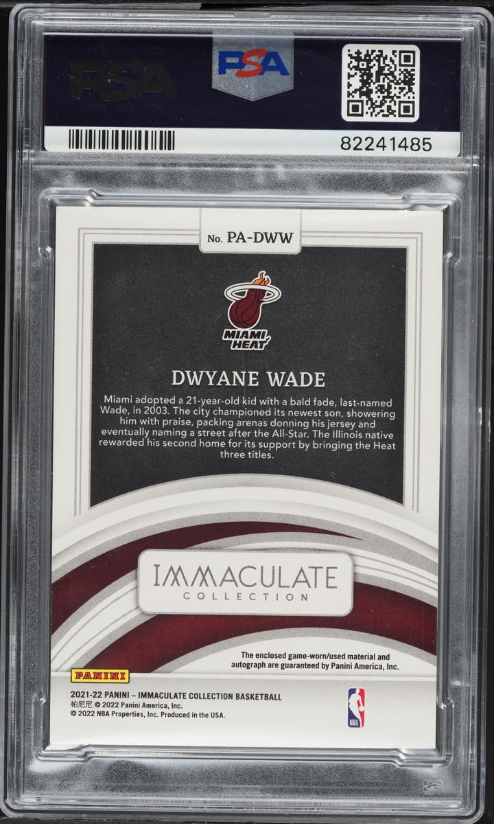 2021 Immaculate Collection Red Dwyane Wade PATCH AUTO JERSEY # 3/25 #PADWW PSA 9 MINT