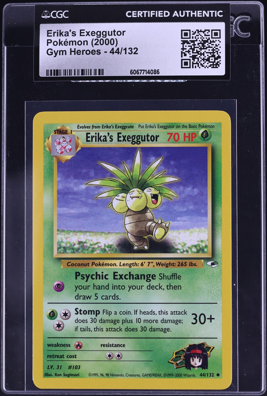 2000 Pokemon Gym Heroes Erika's Exeggutor #44 CGC AUTH