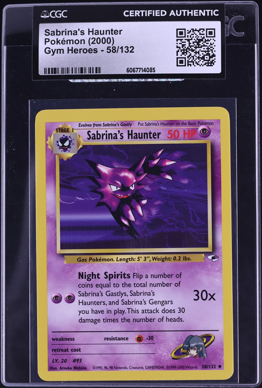 2000 Pokemon Gym Heroes Sabrina's Haunter #58 CGC AUTH