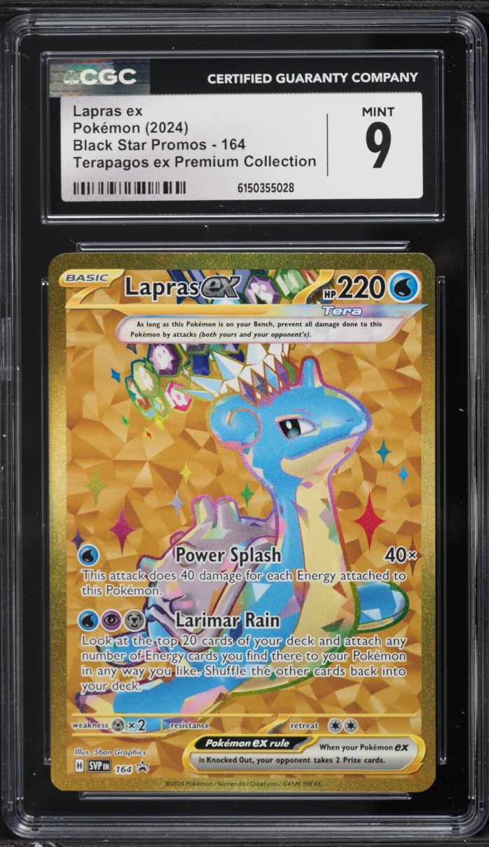 2024 Pokemon Scarlet & Violet Promo Premium Collection Gold Rare Lapras EX #164 CGC 9 MINT