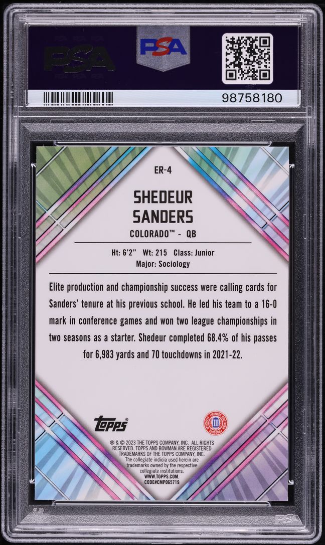 2023 Bowman Chrome U Unexpected Delights Early Risers Shedeur Sanders ROOKIE #ER-4 PSA 10 GEM
