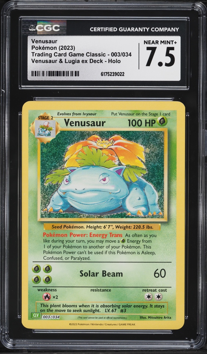 2023 Pokemon TCG Classic Collection Holo Venusaur #3 CGC 7.5 NRMT+