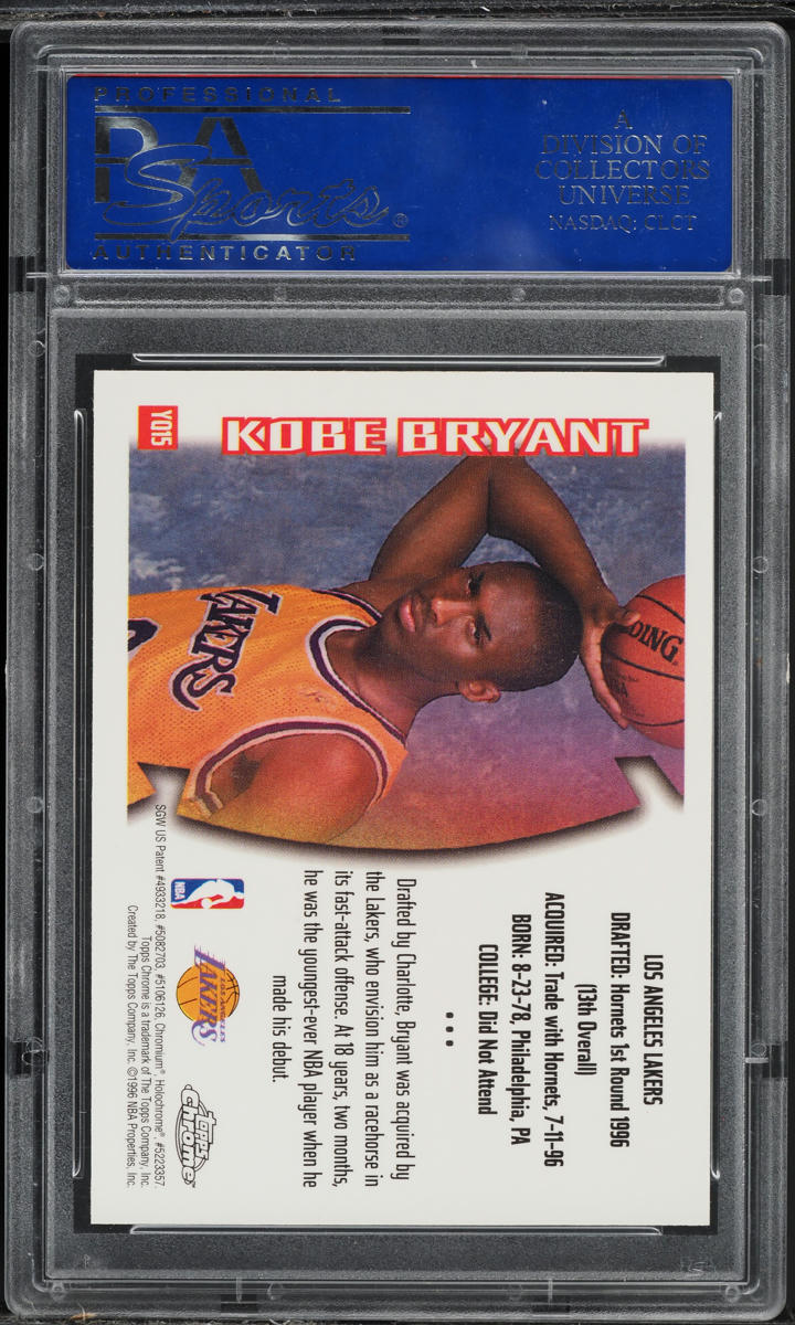 1996 Topps Chrome Youthquake Kobe Bryant ROOKIE #YQ15 PSA 10 GEM MINT