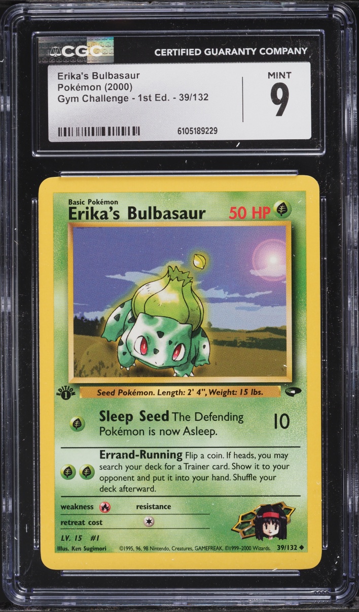 2000 Pokemon Gym Challenge 1st Edition Erika's Bulbasaur #39 CGC 9 MINT