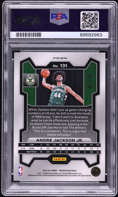 2023 Panini Prizm Gold Andre Jackson Jr. ROOKIE 1/10 #131 PSA 9 MINT - Photo 2