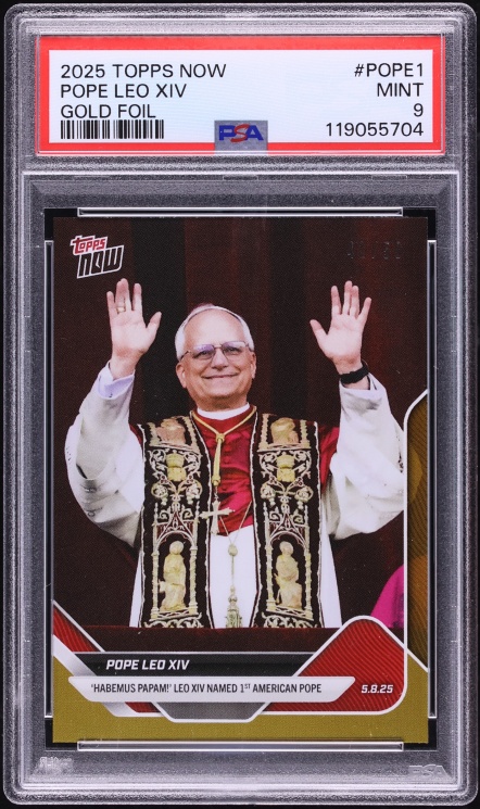 2025 Topps Now Gold Foil Pope Leo XIV /50 #POPE-1 PSA 9 MINT - Photo 1