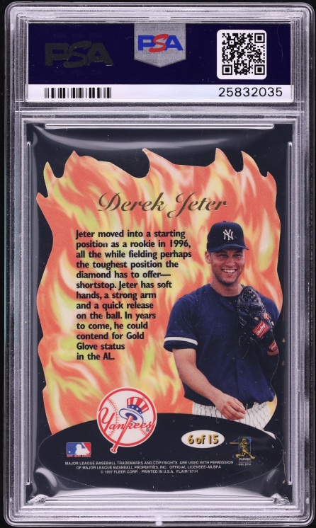1997 Flair Showcase Hot Gloves Die-Cut Derek Jeter #6 PSA 8 NM-MT - Photo 2