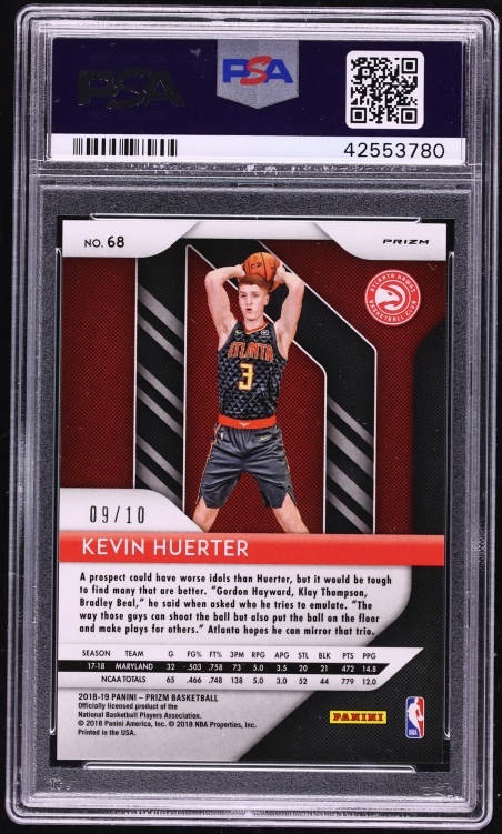 2018 Panini Prizm Gold Kevin Huerter ROOKIE /10 #68 PSA 9 MINT - Photo 2