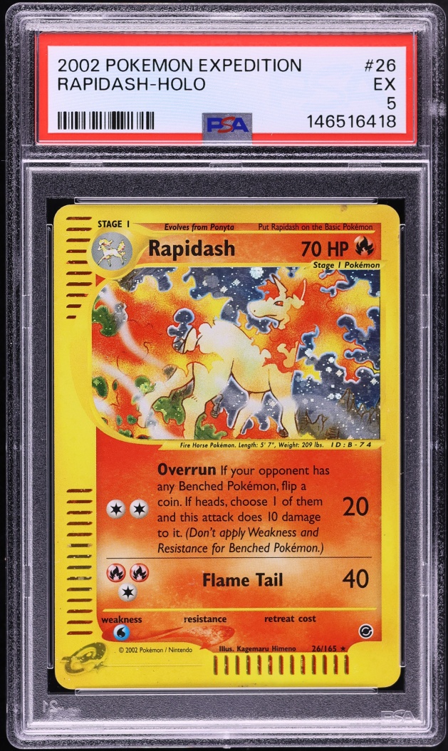 2002 Pokemon Expedition Holo Rapidash #26 PSA 5 EX