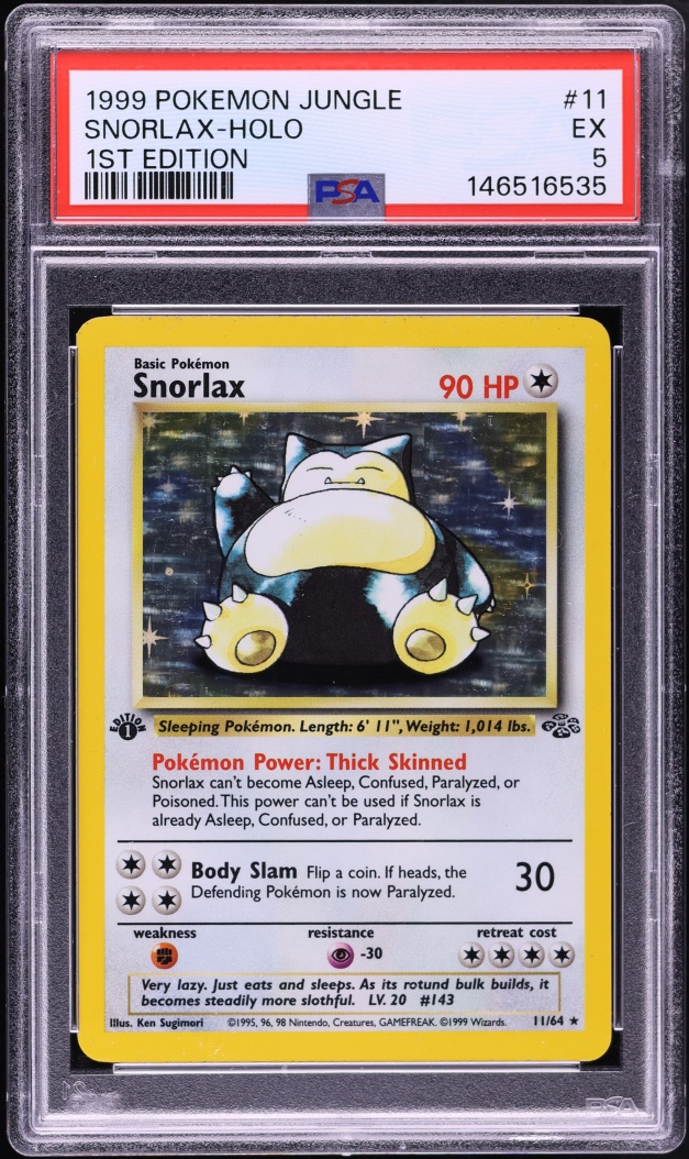 1999 Pokemon Jungle 1st Edition Holo Snorlax #11 PSA 5 EX