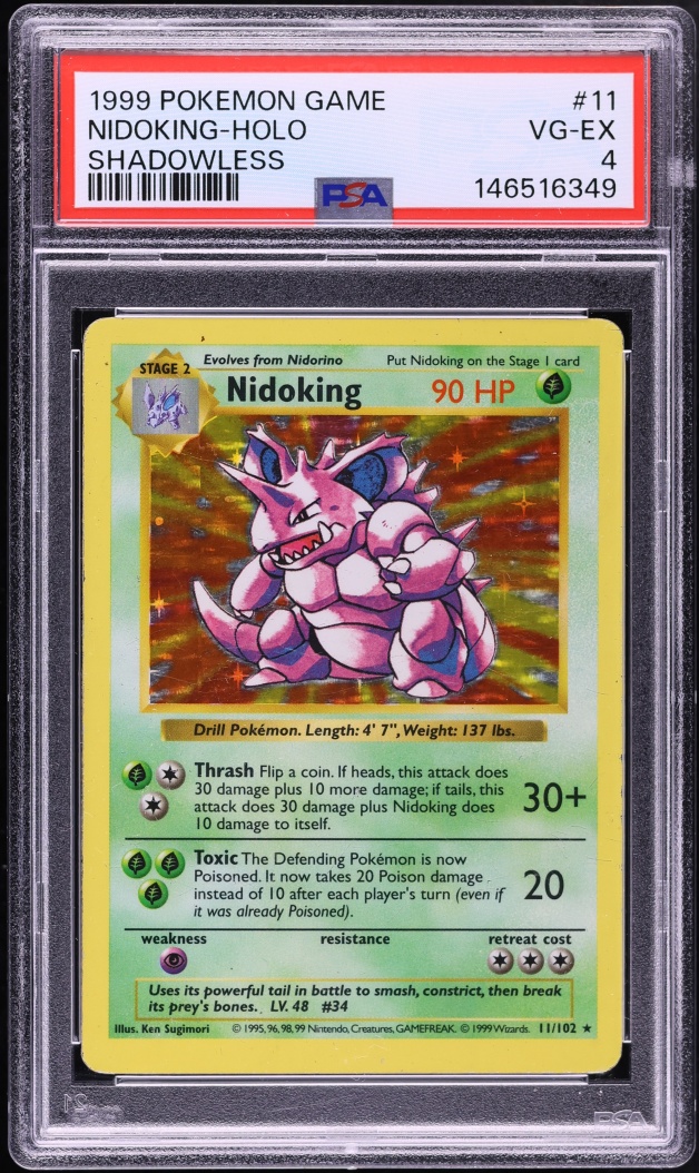1999 Pokemon Base Set Shadowless Holo Nidoking #11 PSA 4 VGEX