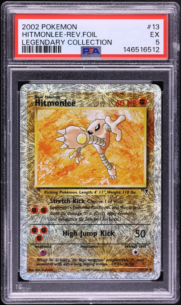 2002 Pokemon Legendary Collection Reverse Holo Hitmonlee #13 PSA 5 EX