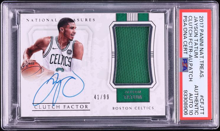 2017 National Treasures Clutch Factor Jayson Tatum ROOKIE PATCH AUTO DNA 10 /99 #CFJTT PSA AUTH