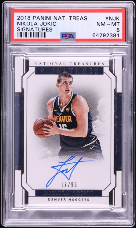 2018 National Treasures Signatures Nikola Jokic AUTO /99 #NJK PSA 8 NM-MT