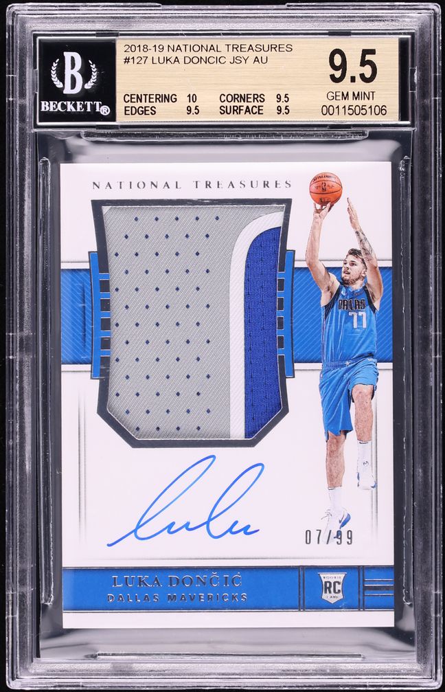 2018 National Treasures Luka Doncic ROOKIE PATCH AUTO /99 #127 BGS 9.5 GEM MINT