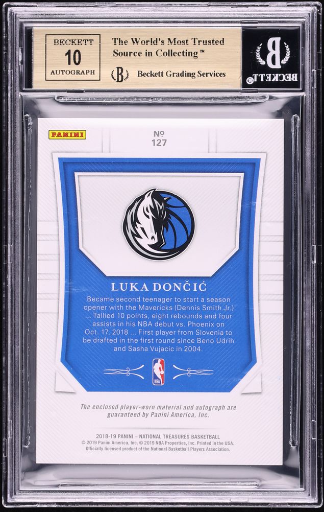 2018 National Treasures Luka Doncic ROOKIE PATCH AUTO /99 #127 BGS 9.5 GEM MINT