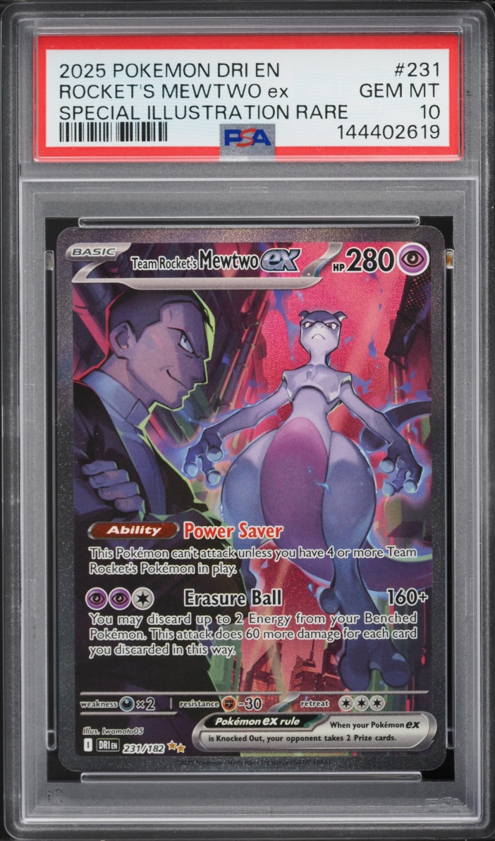 2025 Pokemon Scarlet & Violet Destined Rivals SIR Team Rocket's Mewtwo EX #231 PSA 10 GEM MINT