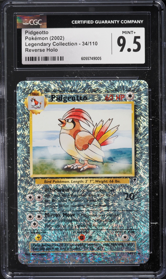 2002 Pokemon Legendary Collection Reverse Holo Pidgeotto #34 CGC 9.5 MINT+