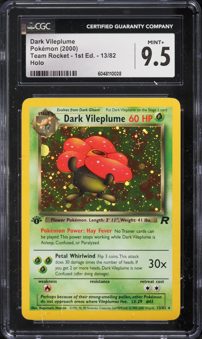 2000 Pokemon Team Rocket 1st Edition Holo Dark Vileplume #13 CGC 9.5 MINT+