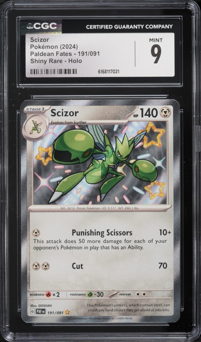 2024 Pokemon Scarlet & Violet Paldean Fates Shiny Rare Scizor #191 CGC 9 MINT