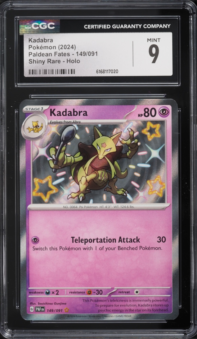 2024 Pokemon Scarlet & Violet Paldean Fates Shiny Rare Kadabra #149 CGC 9 MINT