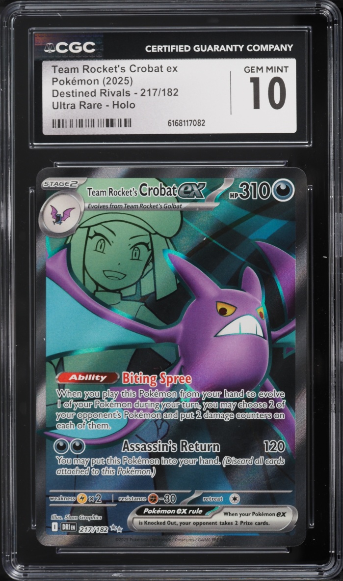 2025 Pokemon Scarlet & Violet Destined Rivals Full Art Team Rocket's Crobat ex #217 CGC 10 GEM