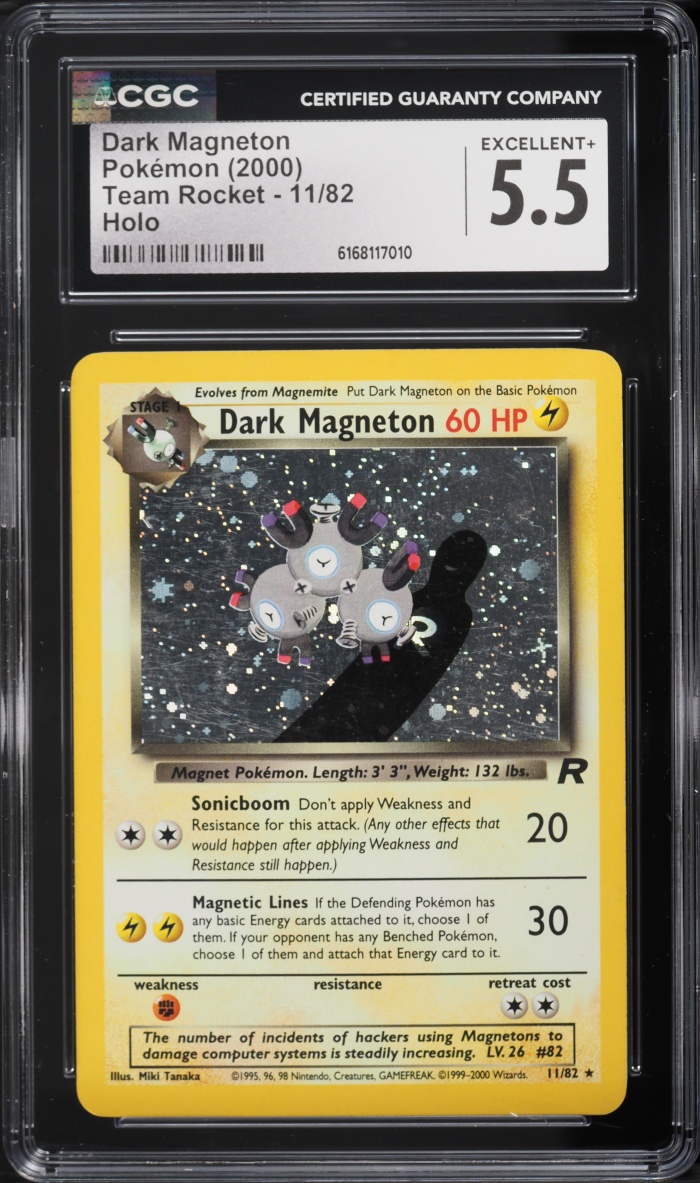 2000 Pokemon Team Rocket Holo Dark Magneton #11 CGC 5.5 EX+