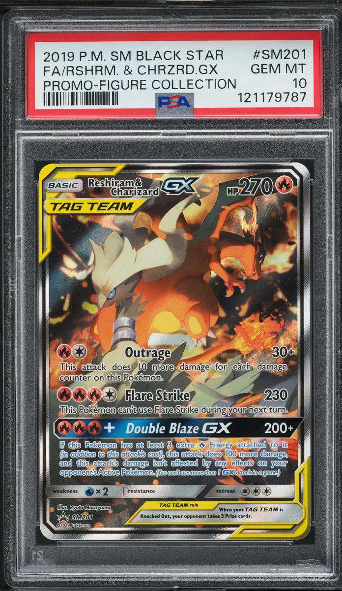 2019 Pokemon Sun & Moon Promo Reshiram & Charizard GX #SM201 PSA 10 GEM MINT