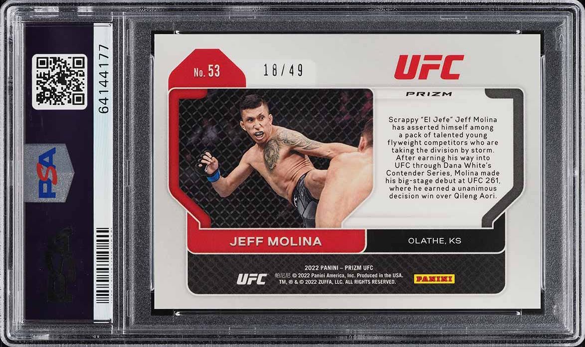 2022 Panini Prizm UFC Teal Prizms Jeff Molina ROOKIE /49 #53 PSA 9 MINT